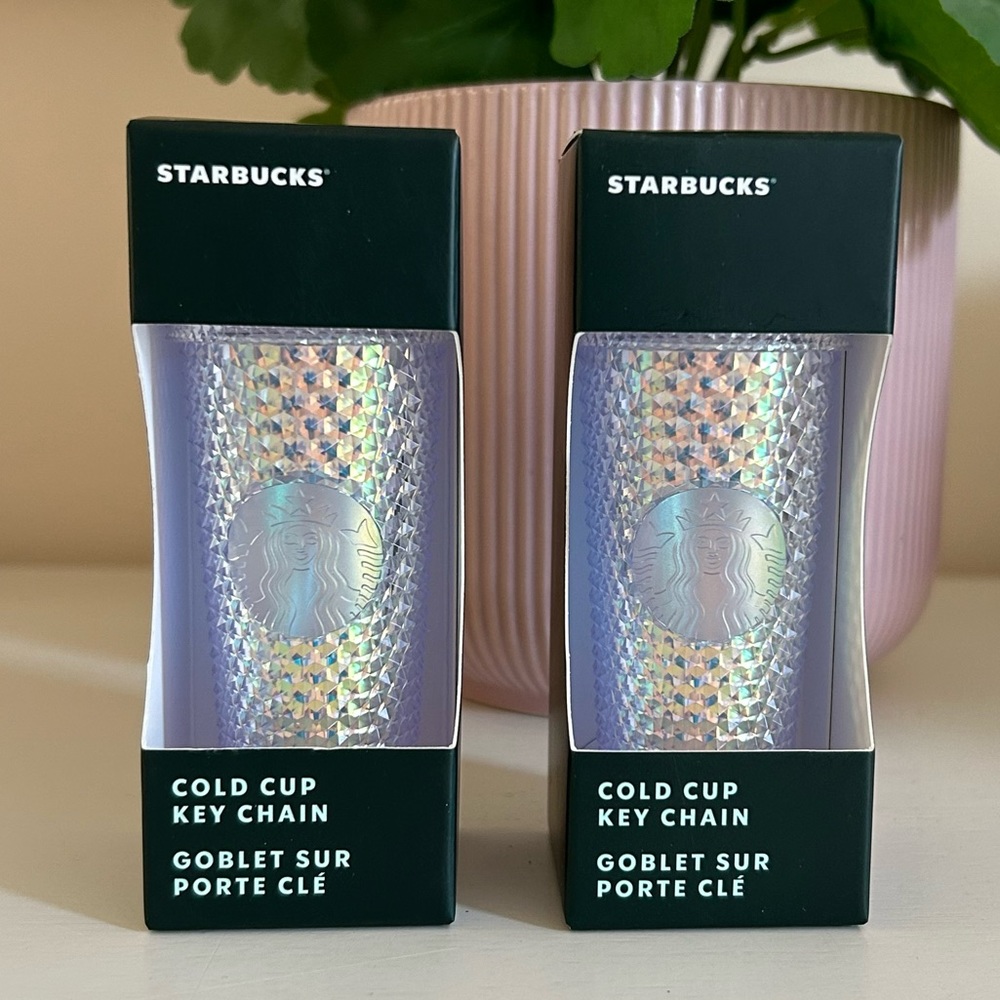 Starbucks Iridescent Cold Cup Key Chain Bundle of 2
